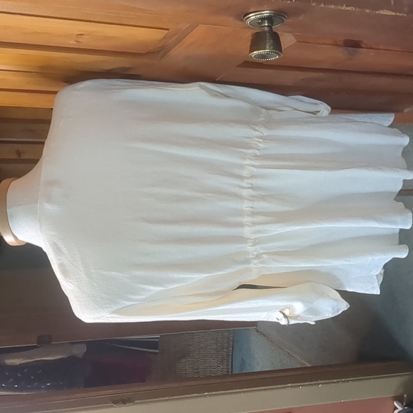 RUBY RD* cream colored long tab sleeve asymmetrical hem cinch waist jacket - Picture 6 of 11